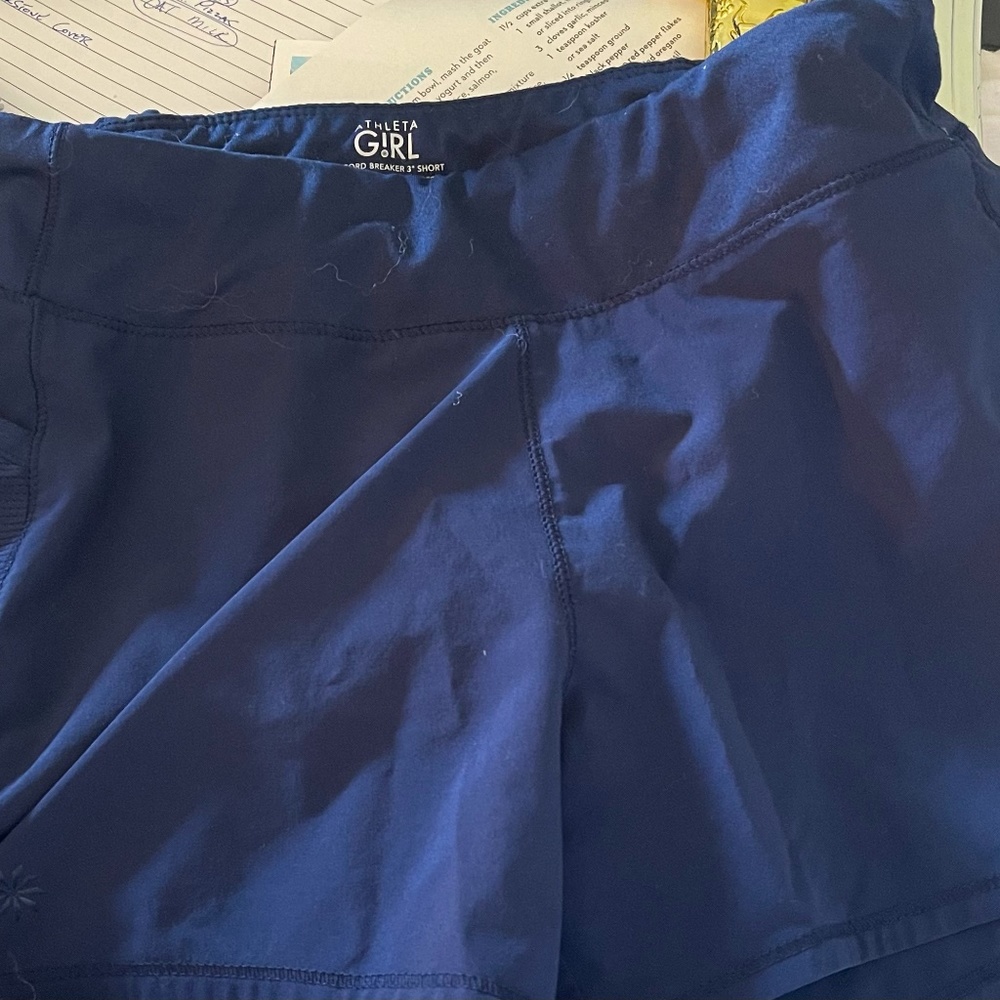 Navy Athleta Girl Record Breaker 3 inch shorts-size 8-10